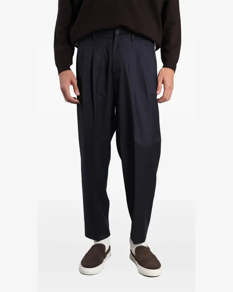 Low Brand Zen pleated-detail trousers - Blau Blau