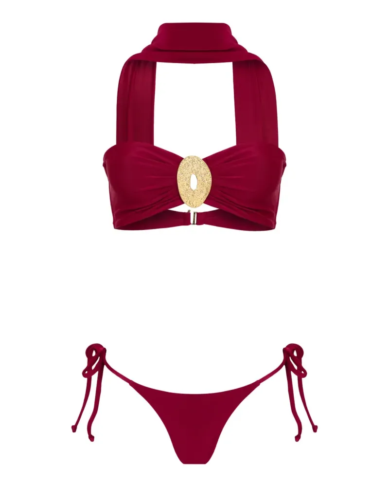Amir Slama x Tati Barbieri Neckholder-Bikini mit gehämmertem Effekt - Rot Rot