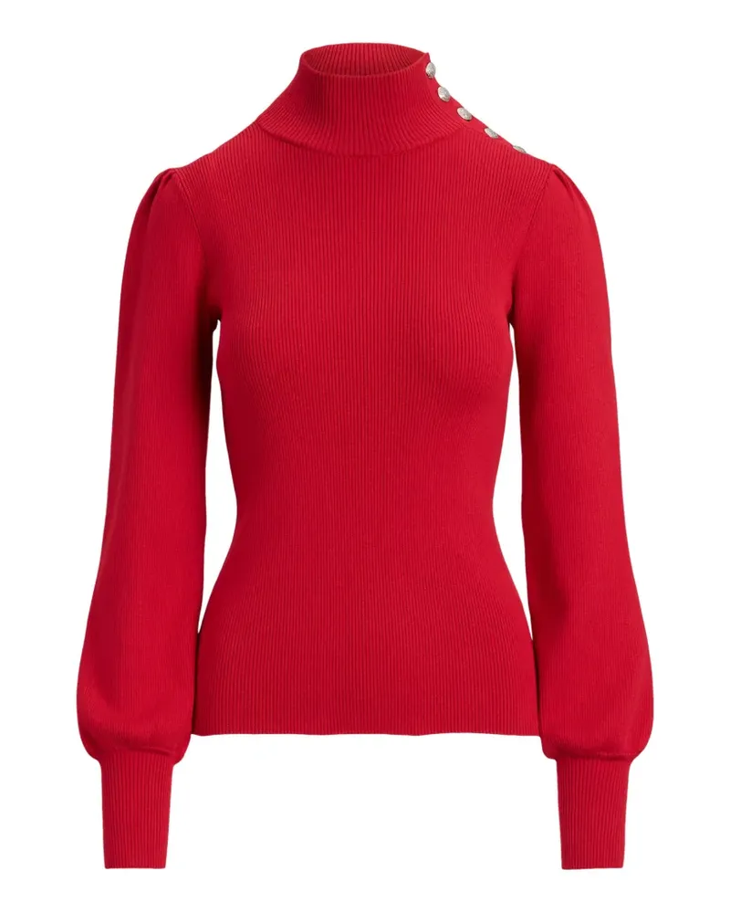 Ralph Lauren Gerippter Pullover mit Knopfleiste - Rot Rot