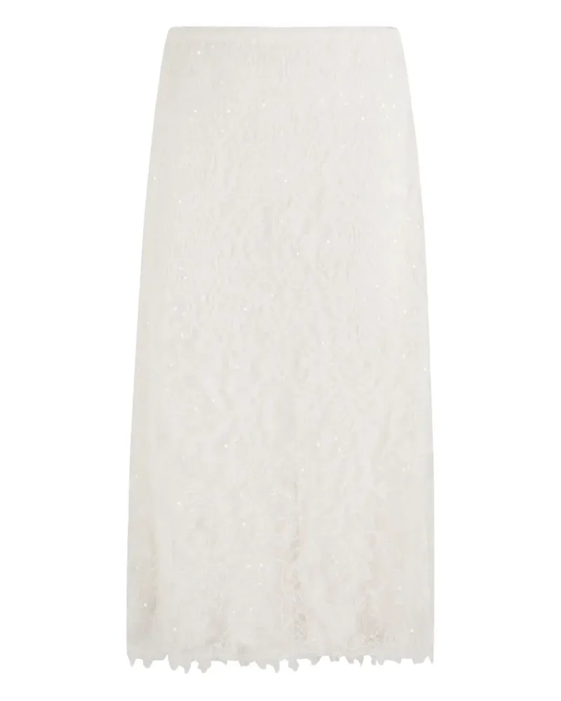 Ermanno Scervino bead-embellished lace midi skirt - Nude Nude