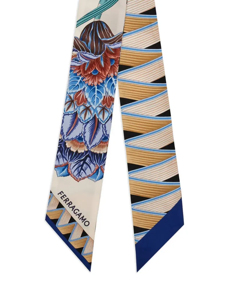 Ferragamo Seidenschal mit Blumen-Print - Blau Blau