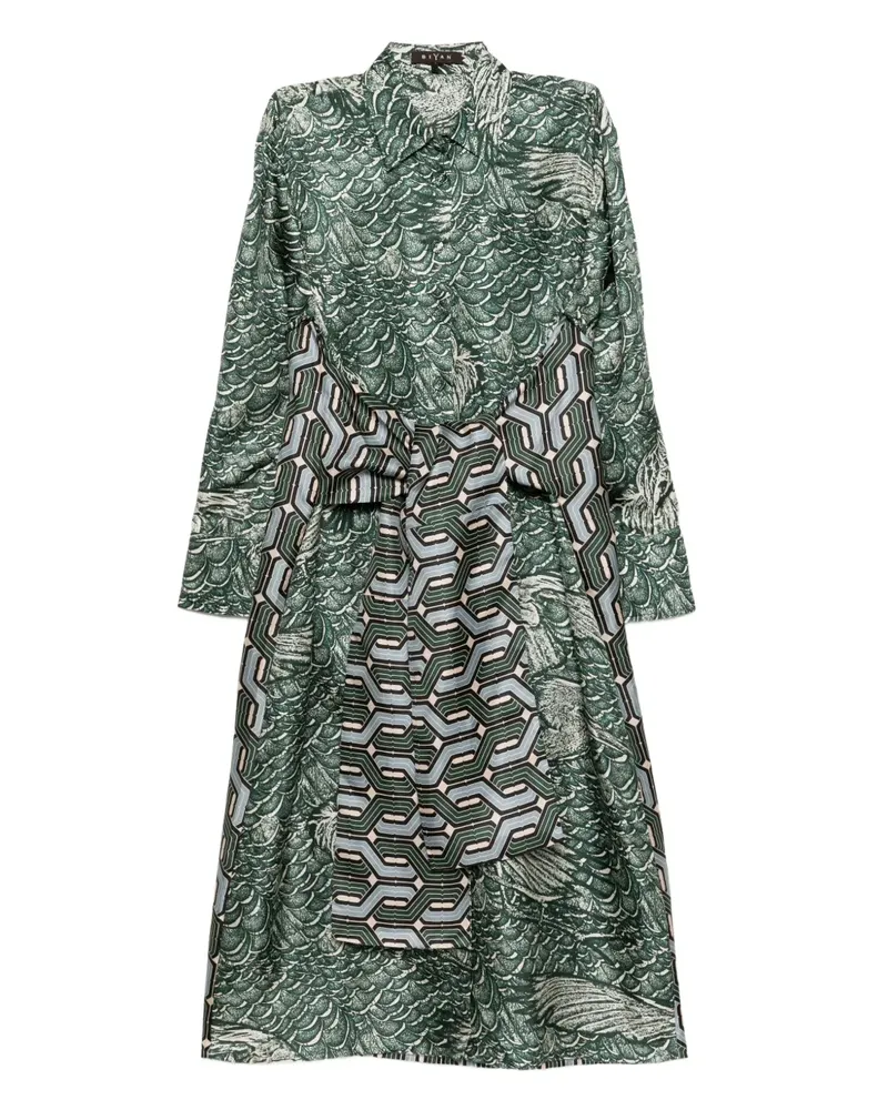 Biyan Seidenkleid mit Print - Grün Grün