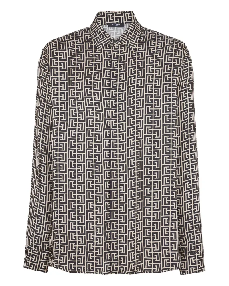 Balmain Hemd mit Monogrammmuster - Schwarz Schwarz