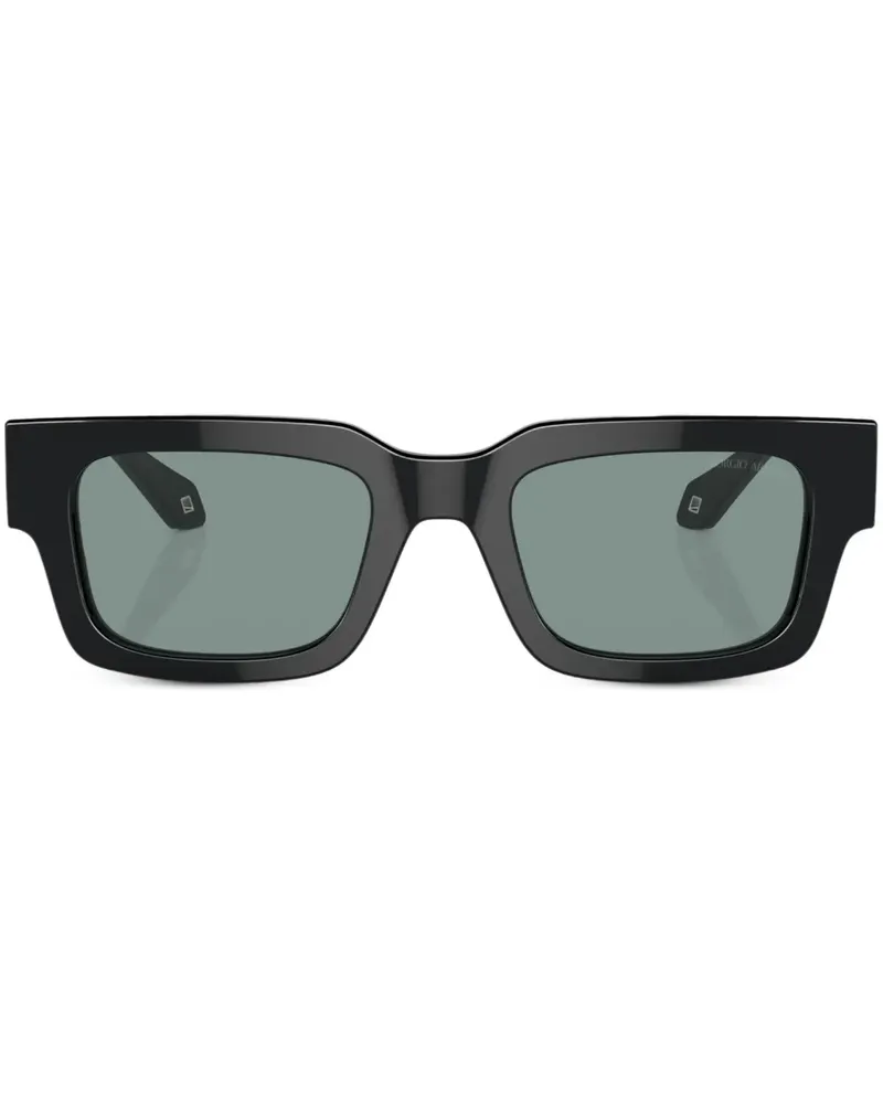 Giorgio Armani Eckige Sonnenbrille mit Logo-Print - Schwarz Schwarz