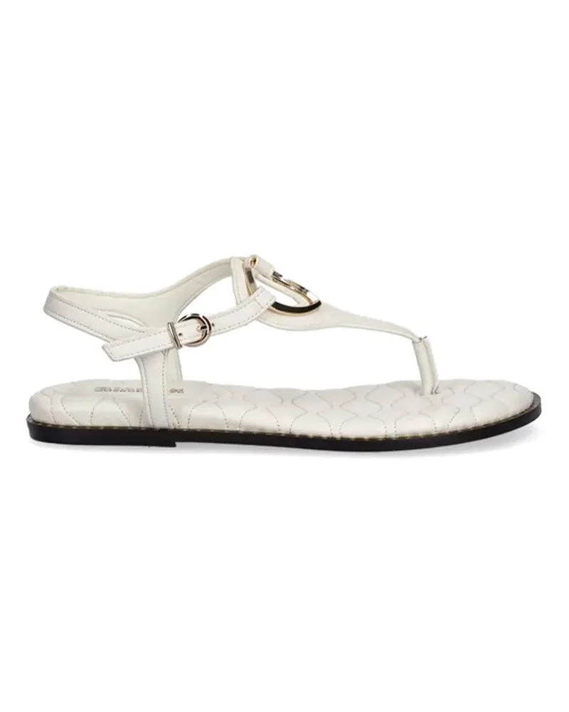 Blauer leather flat sandals - Weiß Weiß