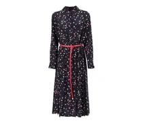 Seidenkleid mit Blumenprint - Blau