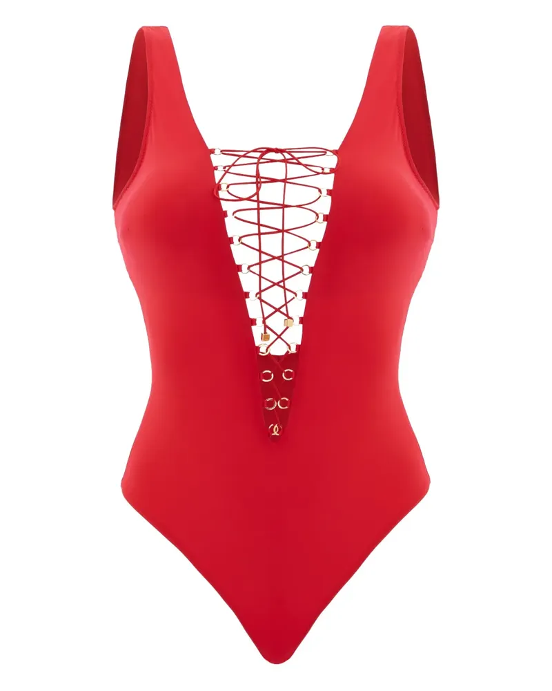 Noire Swimwear Badeanzug mit Schnürung - Rot Rot