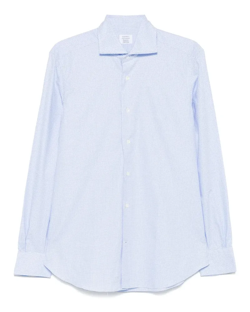 MAZZARELLI Hemd mit Hahnentrittmuster - Blau Blau
