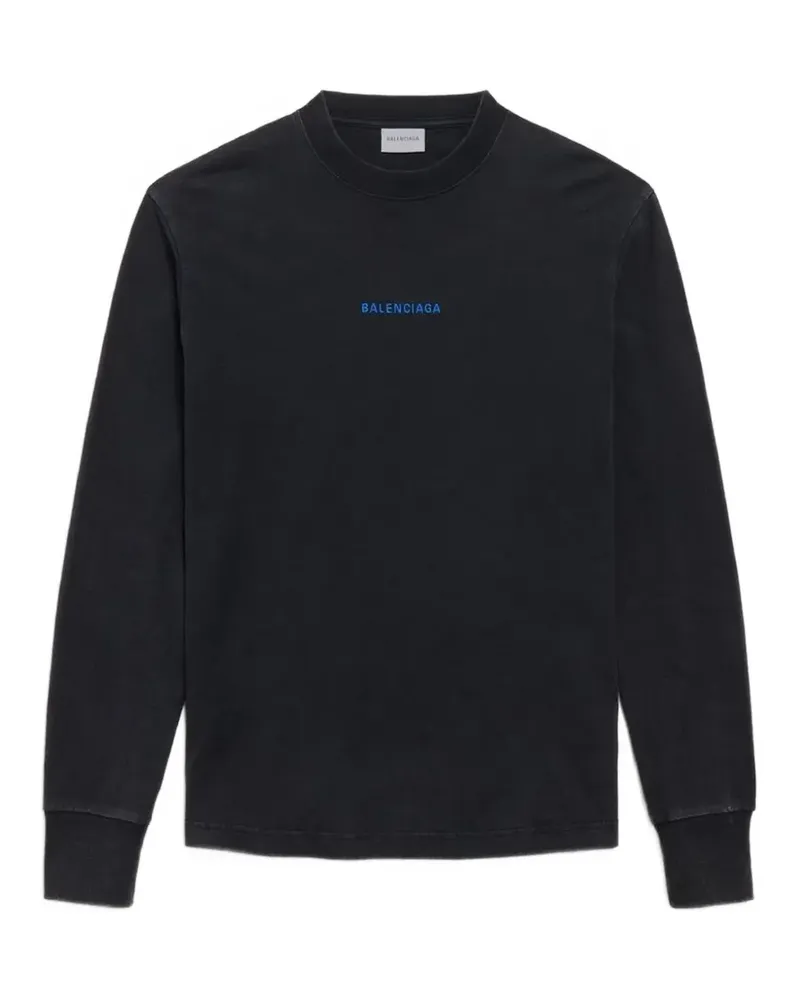 Balenciaga Mittelgroßes  Langarmshirt in ausgeblichenem Schwarz Schwarz