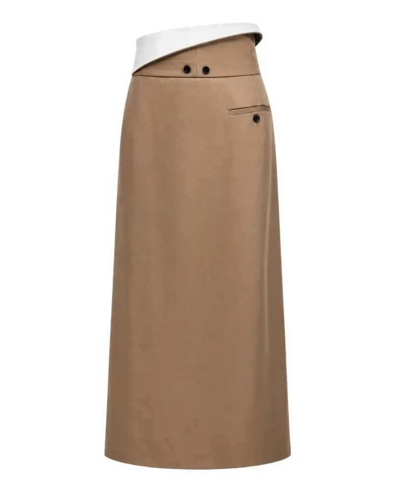 Carven fold-over waist slit-detail maxi skirt - Braun Braun