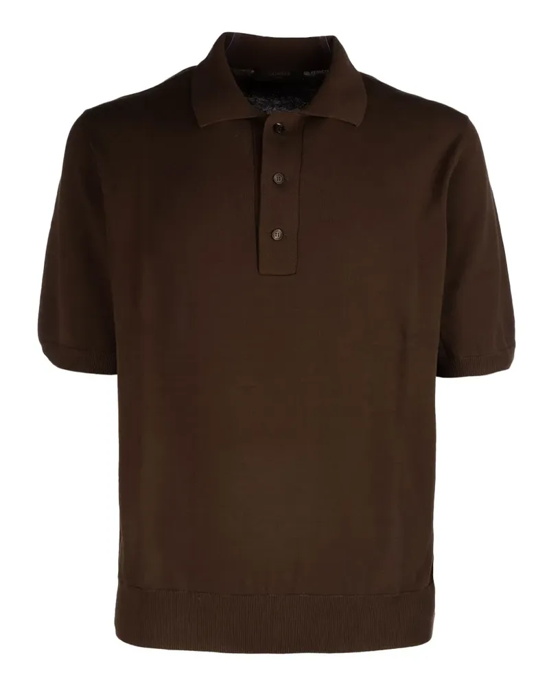 Zanone short-sleeve knitted polo shirt - Braun Braun