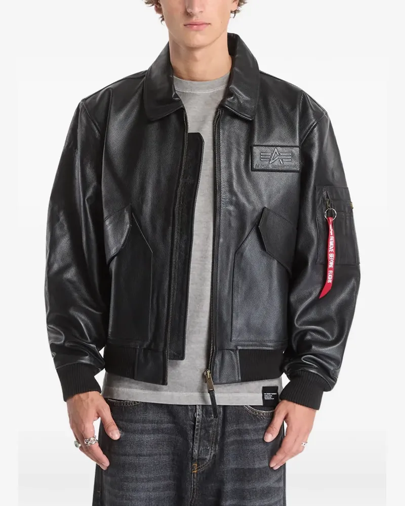 Alpha Industries CWU-45/P leather jacket - Schwarz Schwarz