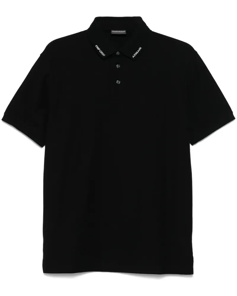 Emporio Armani Poloshirt mit Logo-Stickerei - Schwarz Schwarz