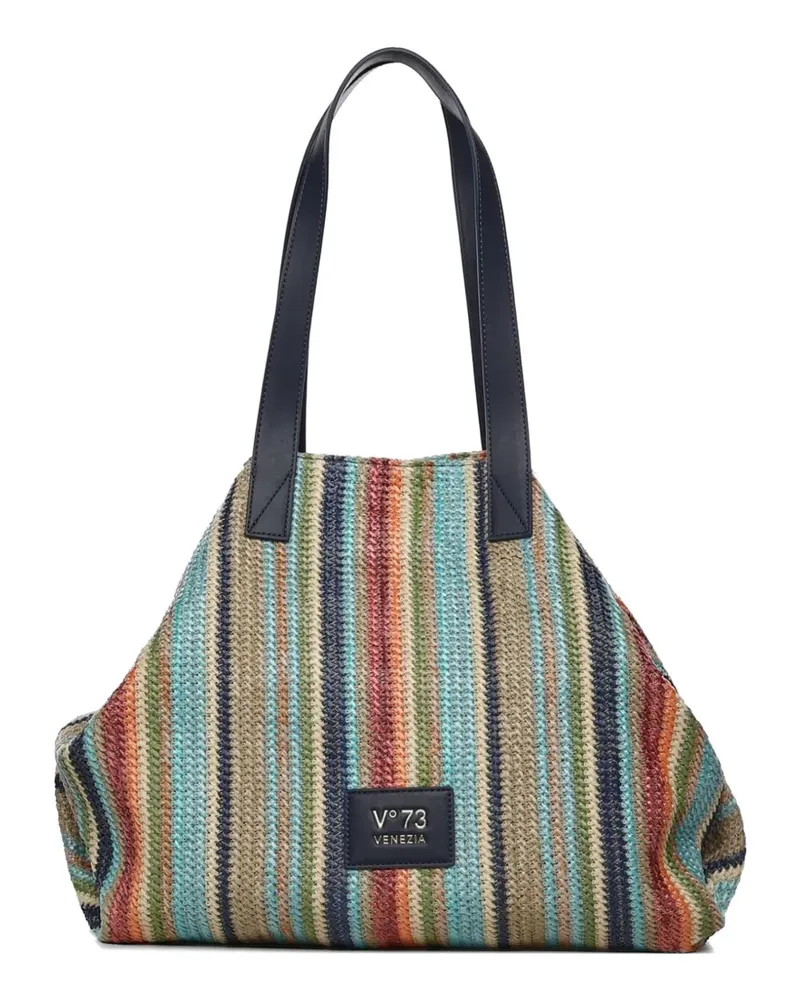 V°73 Gestreifte Schultertasche mit Henkel - Blau Blau