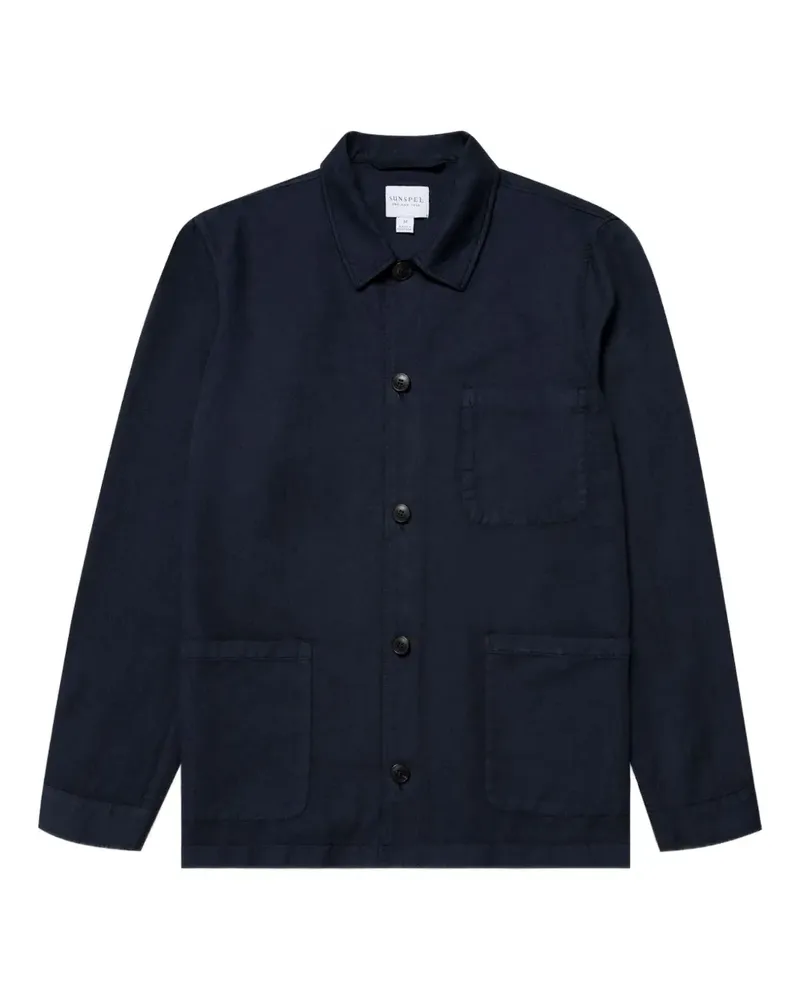 Sunspel Hemdjacke mit Knopfleiste - Blau Blau