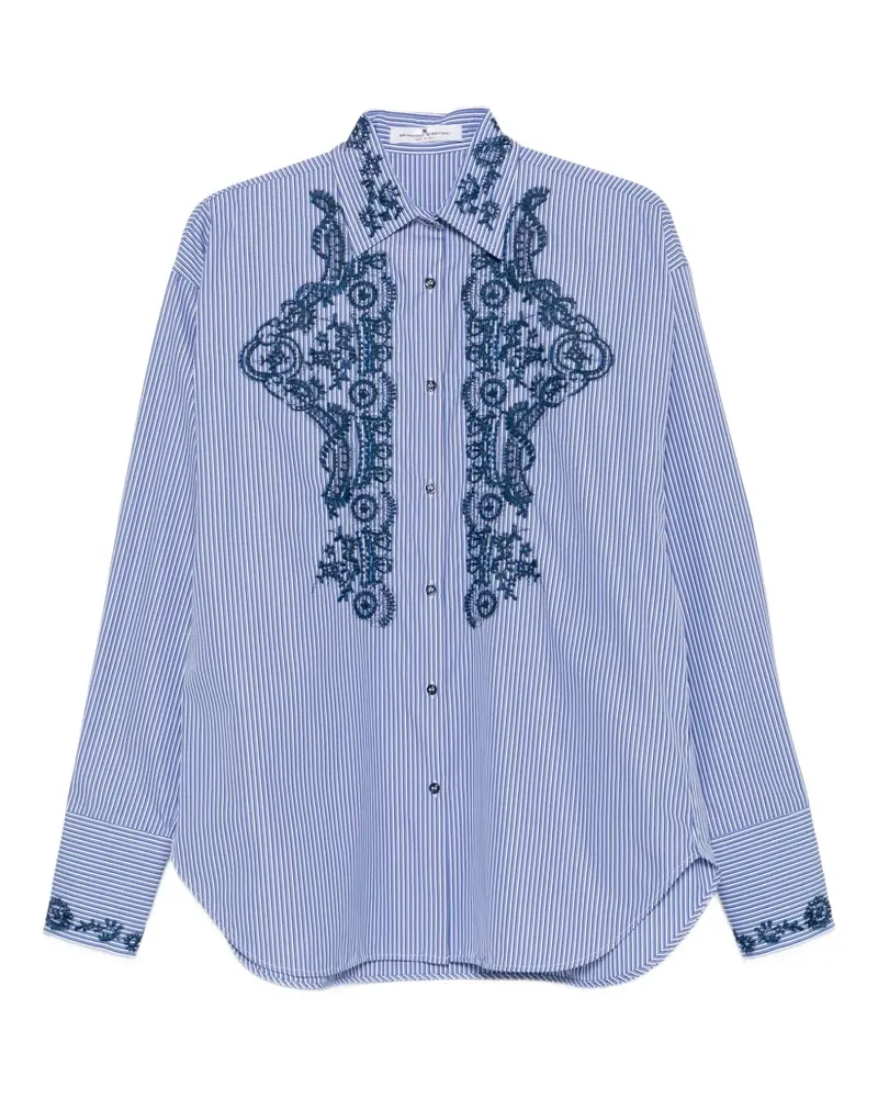 Ermanno Scervino Gestreiftes Hemd mit Blumenstickerei - Blau Blau