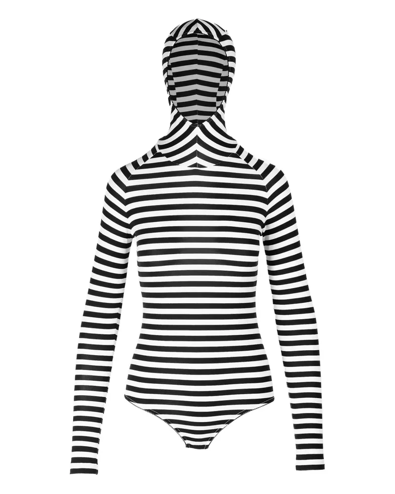 Ioana Ciolacu Gestreifter Body mit Kapuze - Blau Blau
