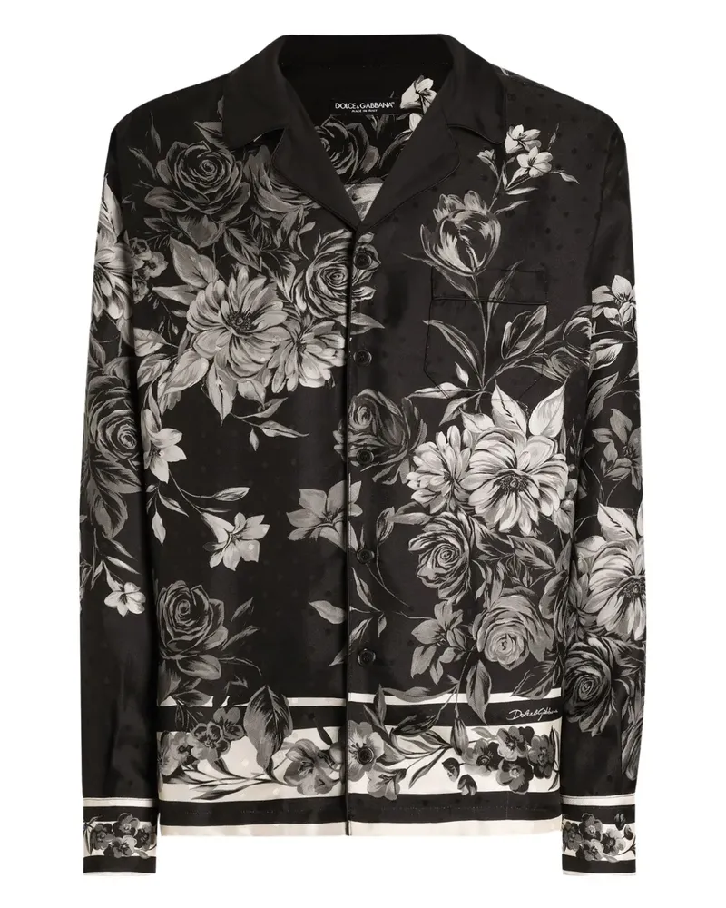 Dolce & Gabbana Hemd mit Blumen-Print - Schwarz Schwarz