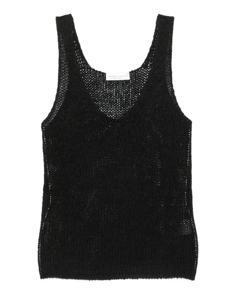 Roberto Collina open-knit V-neck top - Schwarz Schwarz