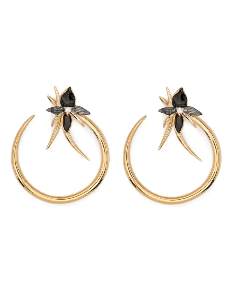 Shaun Leane black-orchid diamond hoop earrings - Gold Gold