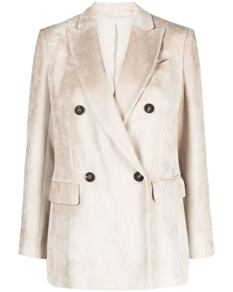 Brunello Cucinelli Doppelreihiger Blazer aus Cord - Nude Nude