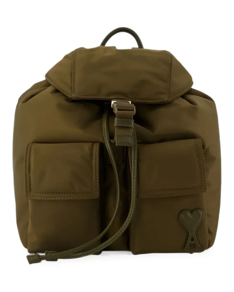 AMI Paris small Marcel flap backpack - Braun Braun