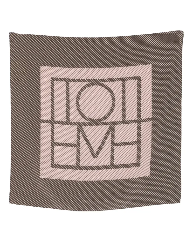 Totême monogram-print silk scarf - Braun Braun