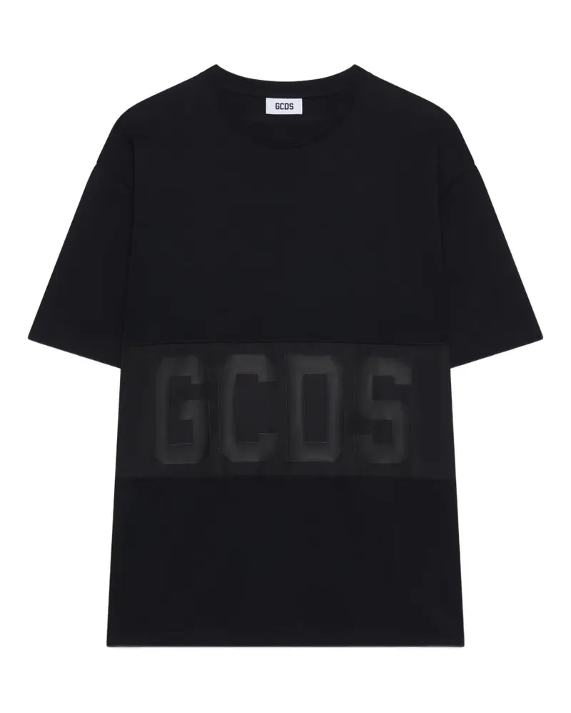 GCDS T-Shirt mit Logo-Streifen - Schwarz Schwarz