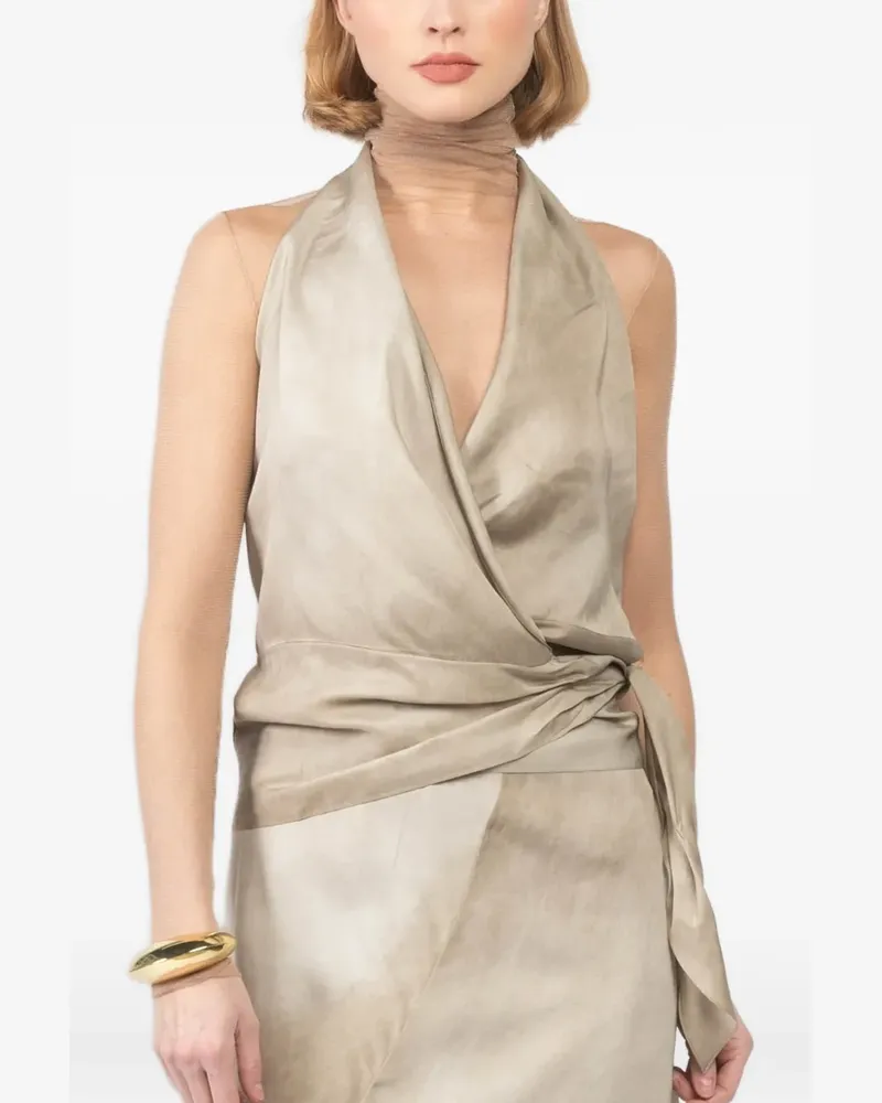 Cortana halterneck tie top - Nude Nude