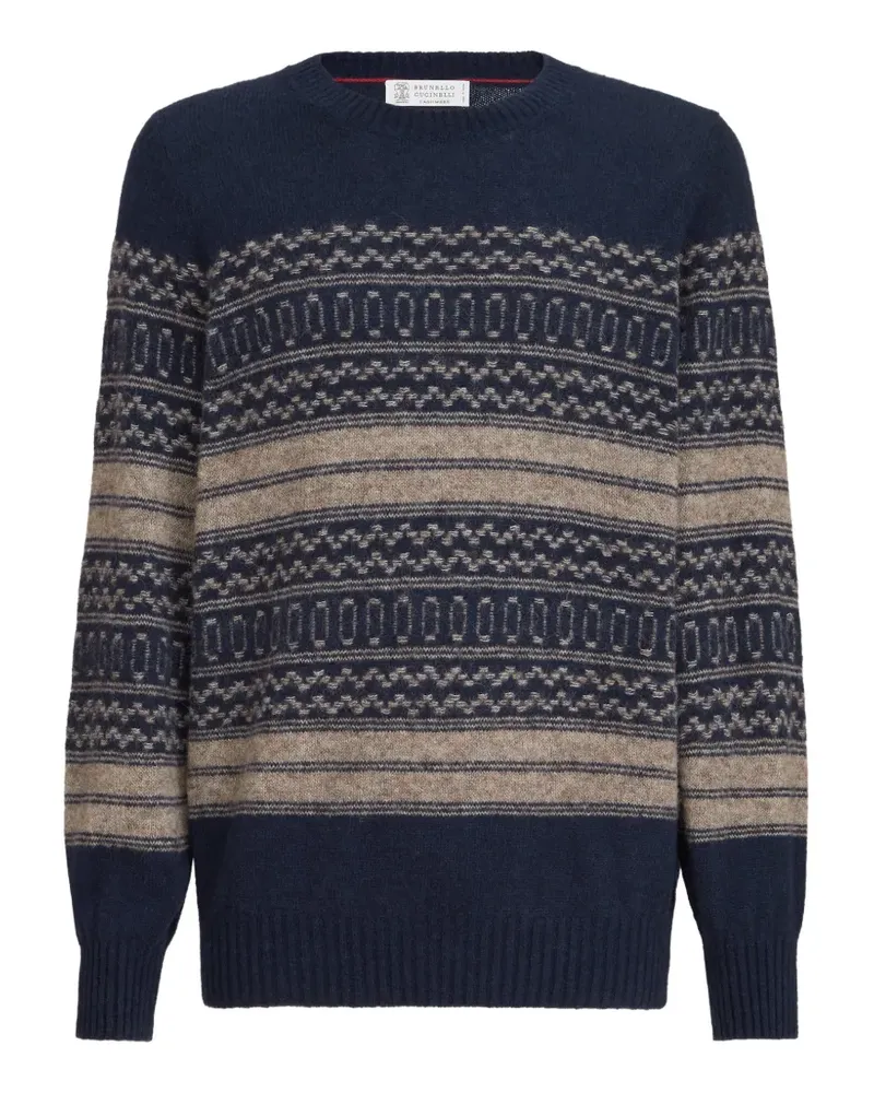 Brunello Cucinelli alpaca cashmere and wool nordic-jacquard sweater - Blau Blau
