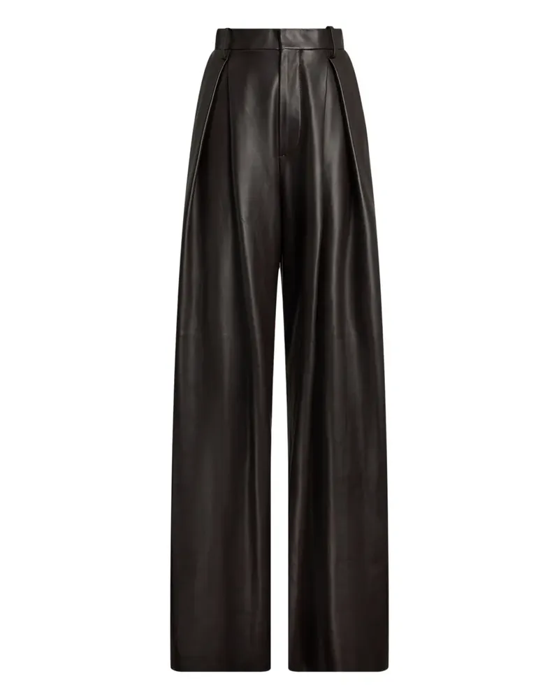 Ralph Lauren Lederhose mit Bundfalten - Braun Braun