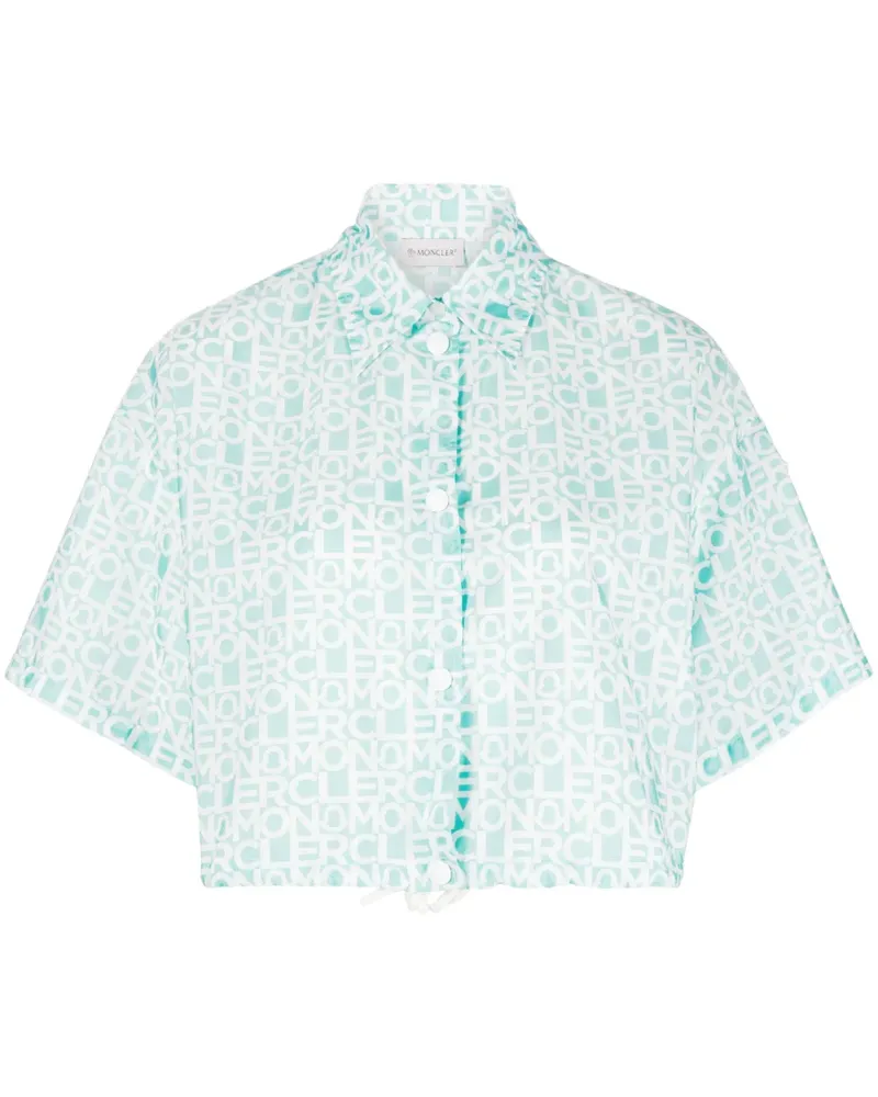 Moncler Cropped-Hemd mit Logo-Print - Blau Blau