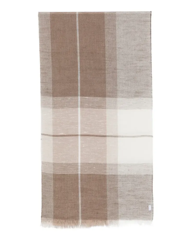 Pal Zileri check-pattern frayed scarf - Braun Braun