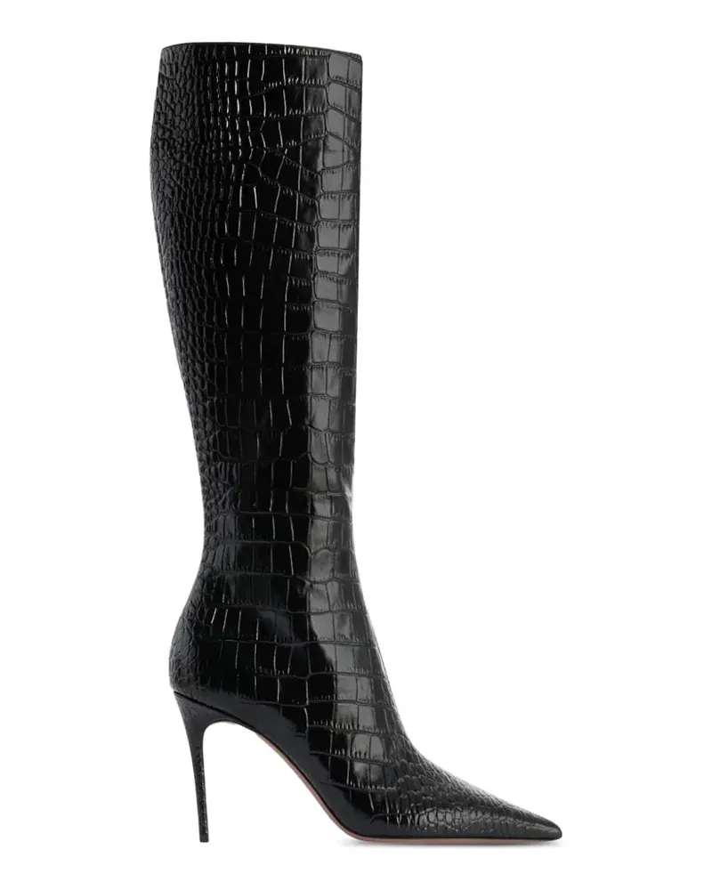 Paris Texas Vera 85 croco print high boots - Schwarz Schwarz