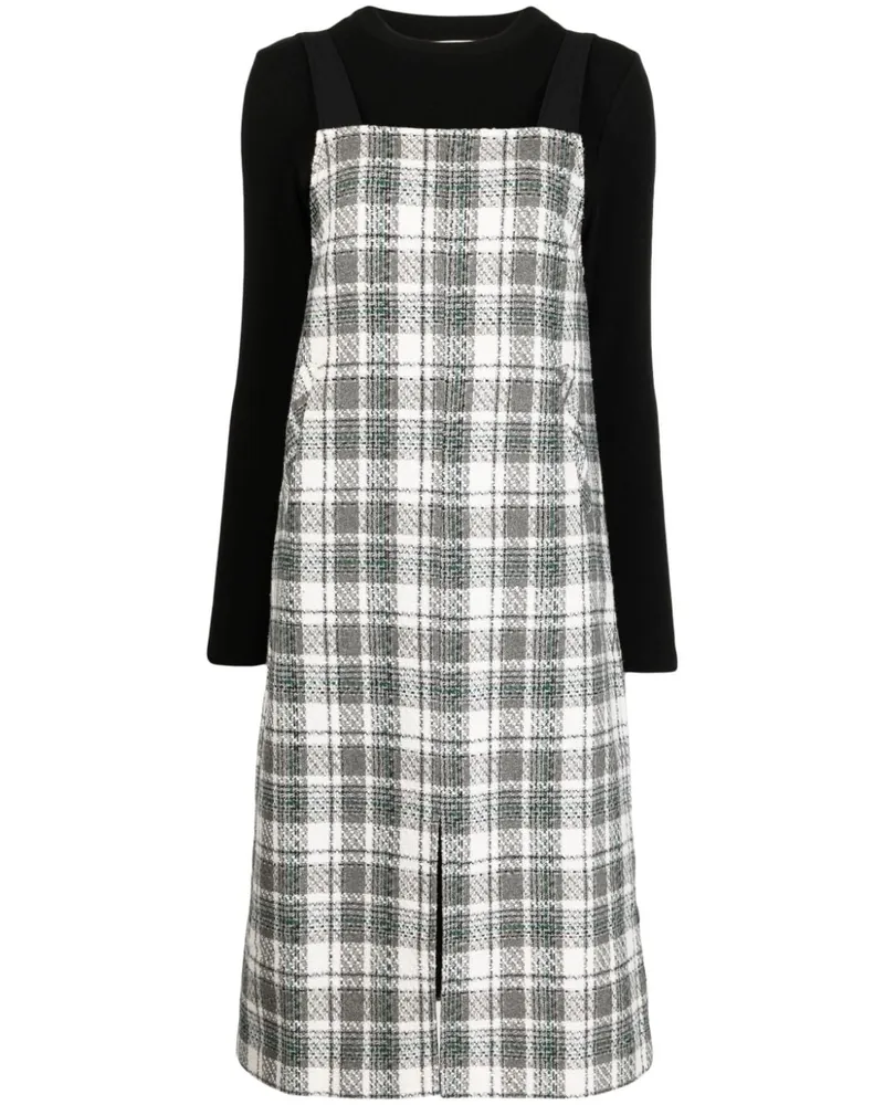 b+ab Kariertes Midikleid - Weiß Weiß