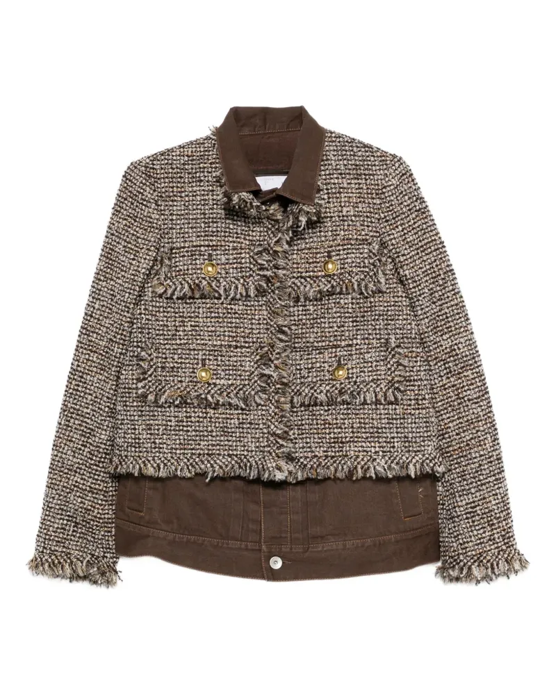 Sacai tweed-fringed jacket - Braun Braun