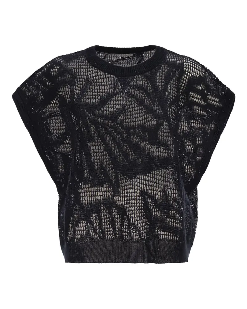 Brunello Cucinelli crew-neck sequin top - Schwarz Schwarz