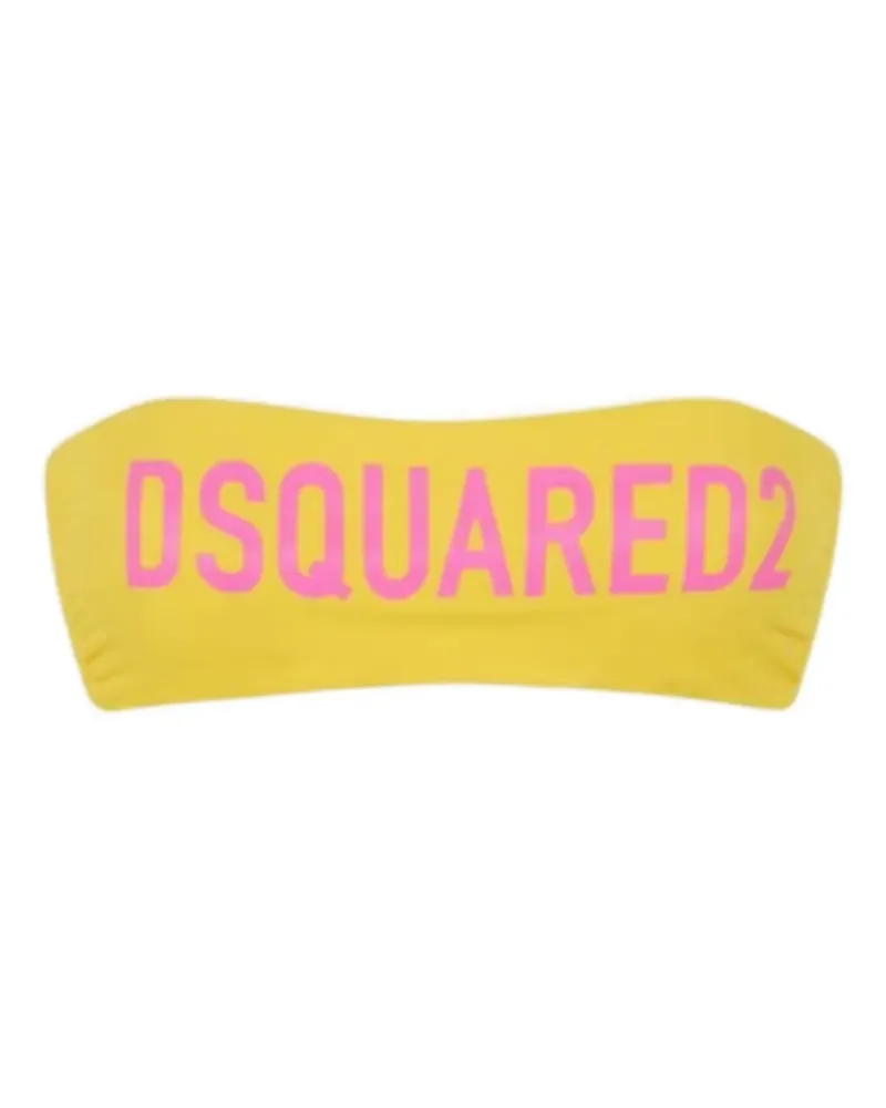 Dsquared2 Bandeau-Bikinioberteil mit Logo - Gelb Gelb