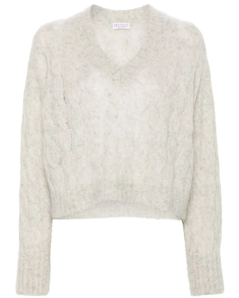 Brunello Cucinelli Pullover mit Zopfmuster - Grau Grau