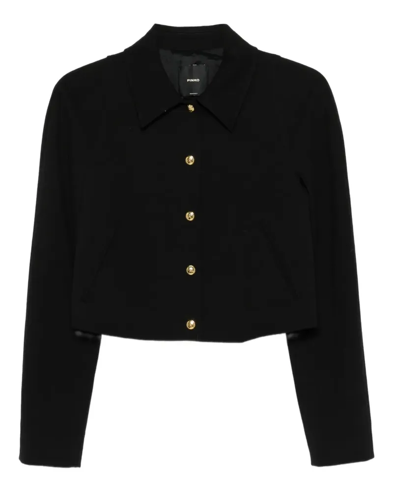 Pinko Cropped-Jacke mit Rundhalsausschnitt - Schwarz Schwarz