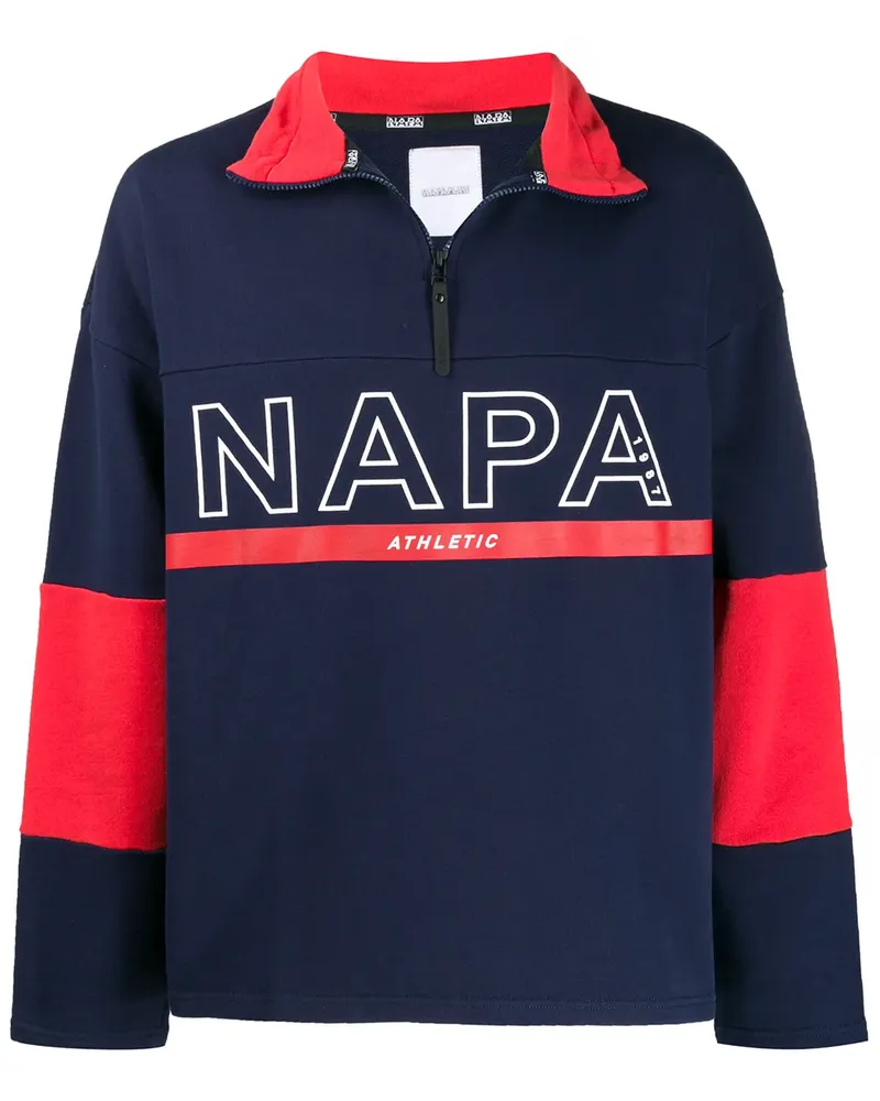 Napapijri Fleecepullover mit Logo-Print - Blau Blau