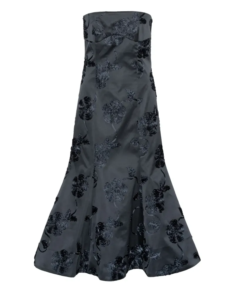 ROTATE Birger Christensen Midikleid mit 3D-Blume - Blau Blau