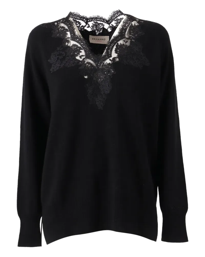 Ermanno Scervino lace-detail top - Schwarz Schwarz