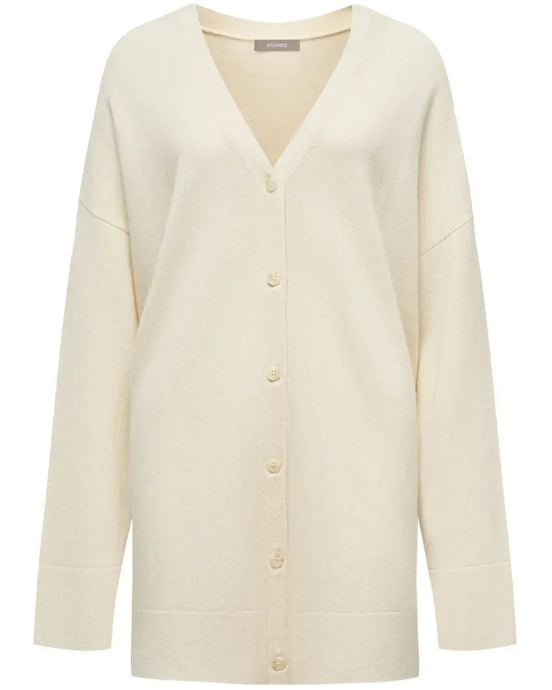 12 STOREEZ Klassischer Cardigan - Weiß Weiß