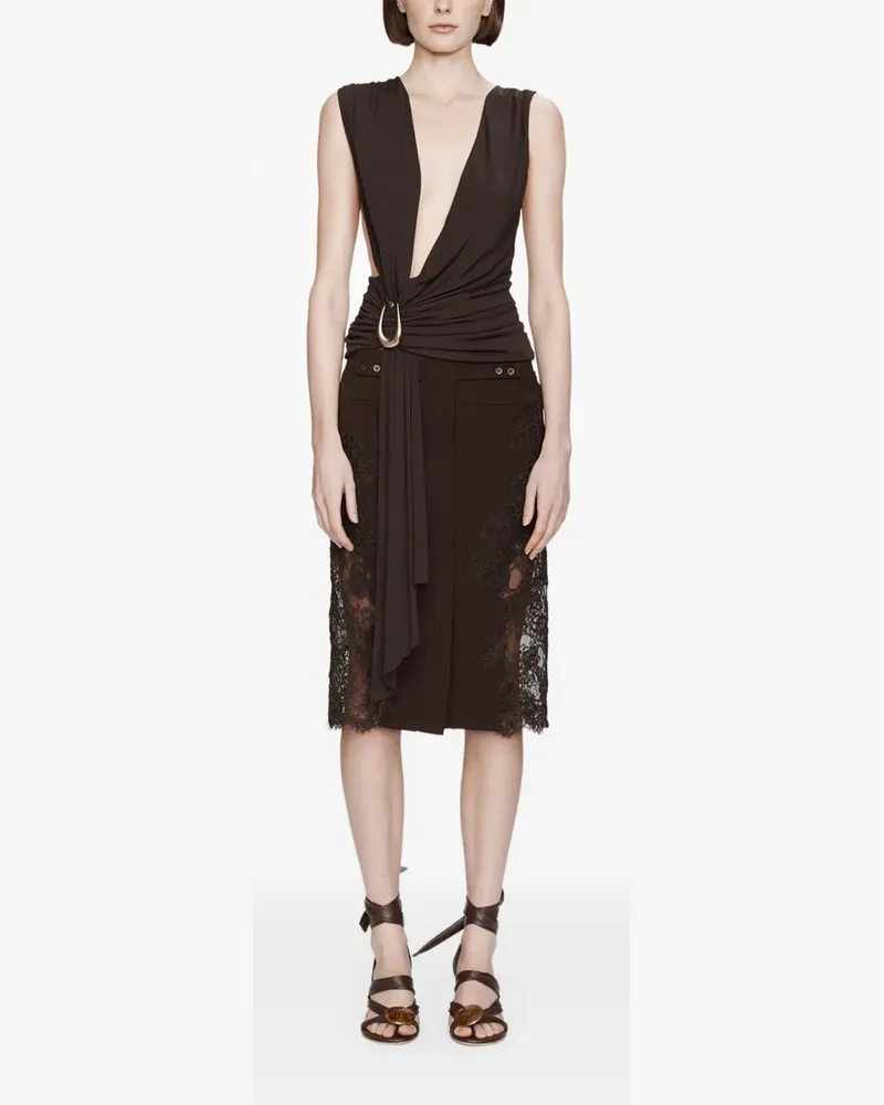 Christopher Esber stone-pin scarf draped blouse - Braun Braun