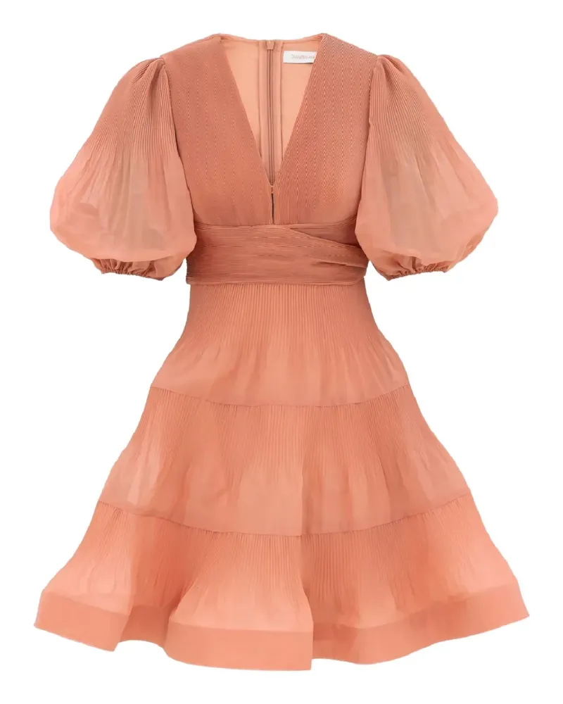 Zimmermann puff-sleeved pleated dress - Orange Orange