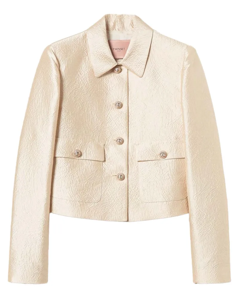 Twin-Set Cropped-Jacke aus Brokat-Jacquard - Nude Nude