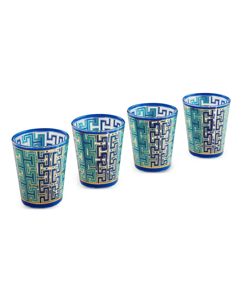 Jonathan Adler Geometrisch gemustertes Trinkglas (4er-Set) - Blau Blau