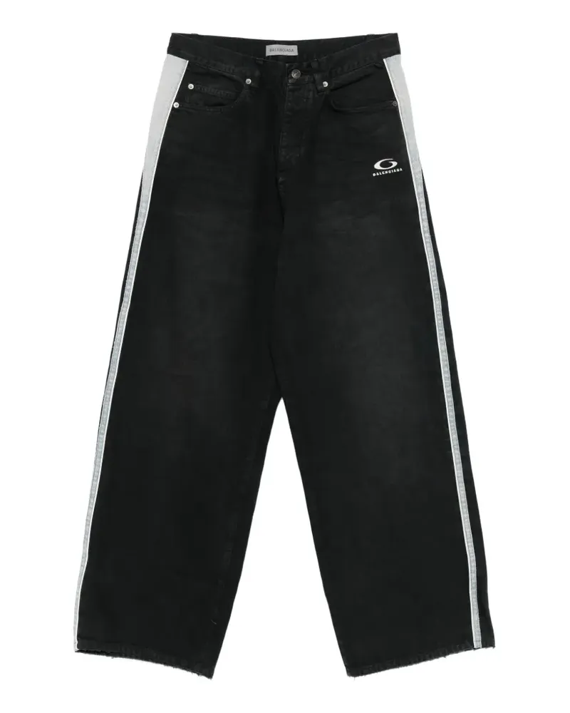 Balenciaga logo side-stripe jeans - Schwarz Schwarz