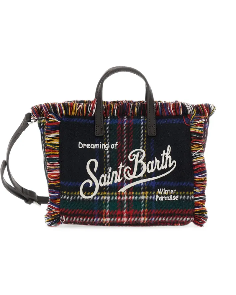 MC2 Saint Barth mini Vanity tartan-check fringed tote bag - Schwarz Schwarz